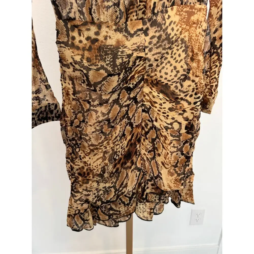 ba&sh | Rackel Ruched Snake-Print Georgette Mini Dress - Picture 9 of 12